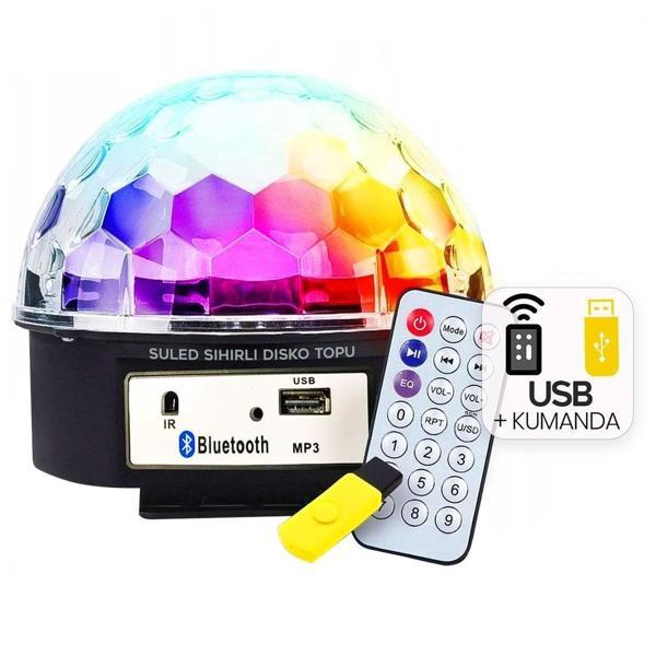 Ledx GM-0803B Sihirli Led Dönen Disko Topu Hoparlör Kablosuz USB/Mp3/Bluetooth Kumandalı 360 Derece - Image 1