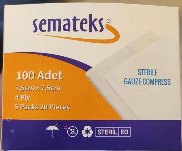 Semateks Gaz Kompres 5 li Zarfda 100 lü Steril - Image 1