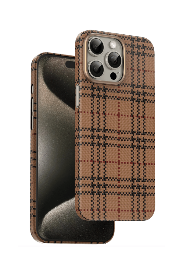 Fuchsia iPhone 15 Pro Max Uyumlu Scots Manyetik Şarj Destekli Çöl Titanyum Kılıf - Image 1