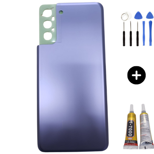 Samsung S21 Plus SM-G996 Uyumlu Arka Pil Kapağı Mor + Montaj Seti - Image 1