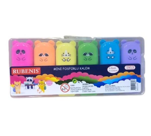 Rubenis Sevimli Ayı Mini Fosforlu Kalem Seti 6Lı - 3 paket - Image 1