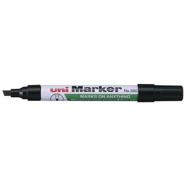 Uni Marker Kesik Uçlu Kalem Siyah Markör - 3 adet - Image 1