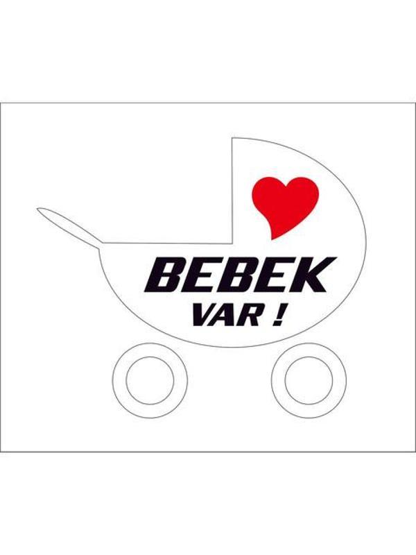 Arabada Bebek Var Sticker BEyaz Renk 22CM - Image 1