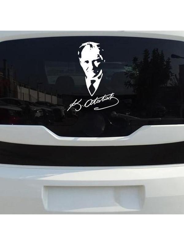 Atatürk İmza Arka Cam Sticker 30Cm - Image 1