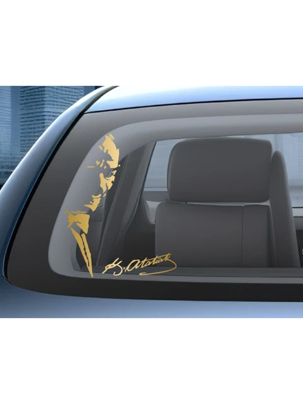 Atatürk Mustafa Kemal Imza Sticker Araba Oto Motosiklet  Gold Renk 28CM - Image 1