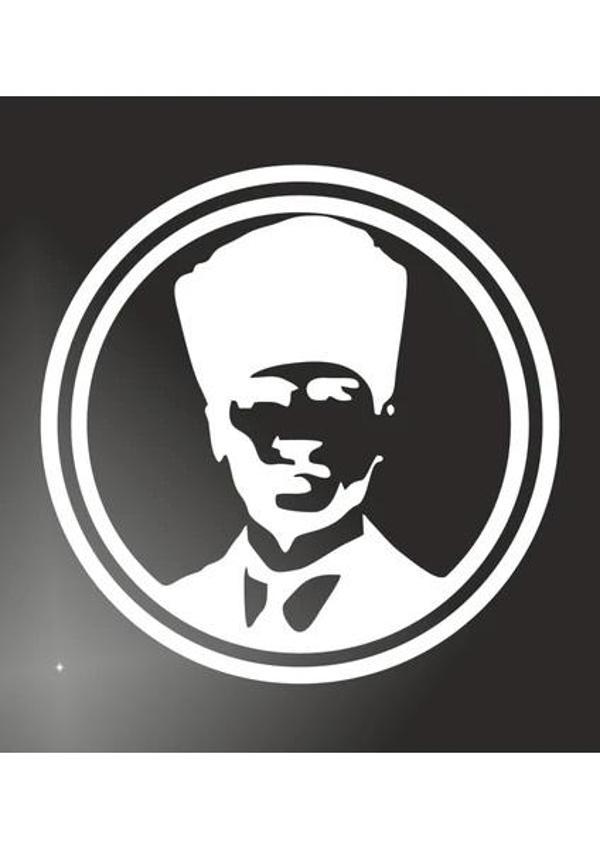 Atatürk Mustafa Kemal Siüet Araba Oto Beyaz Renk 18CM - Image 1