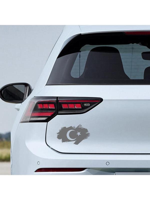 Ay Yıldız Türk Bayrağı Oto Motorsiklet  Araba Sticker Gri 18CM - Image 1
