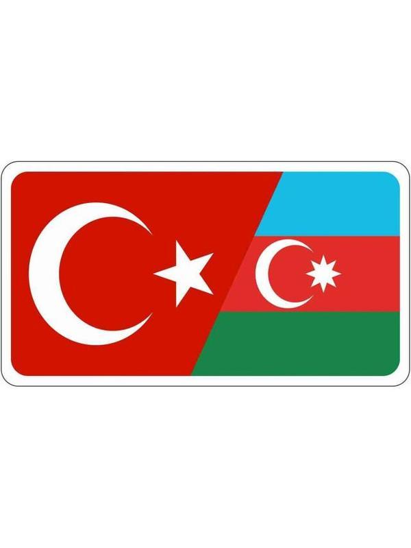 Azerbaycan Türkiye Bayrak Sticker Oto Araba Sticker 20CM - Image 1
