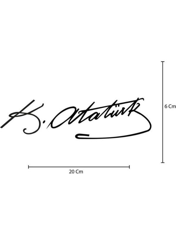 Mustafa Kemal Atatürk Imza Araba Stickerı Atatürk Imzas 20CM Siyah Renk - Image 1