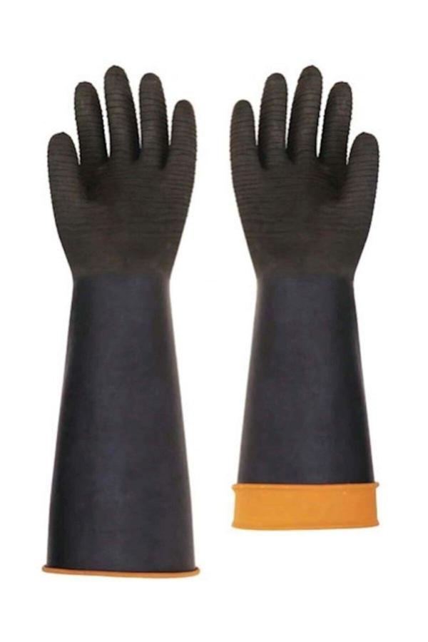 H2-45 Asit Eldiveni Siyah 45cm Avuçiçi Tırtıklı - Image 1
