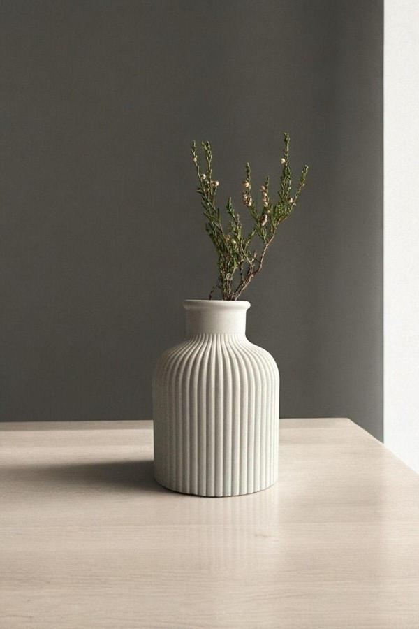 Dekoratif Pampas Vazosu 10 cm | Beyaz | - Image 1