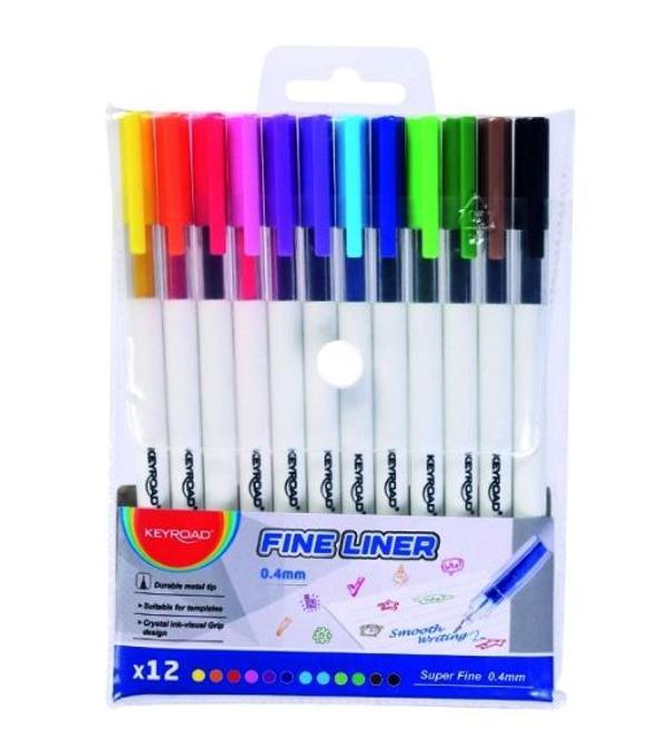 Keyroad Fineliner Renkli Kalem Seti 0,4 12Li - Image 1
