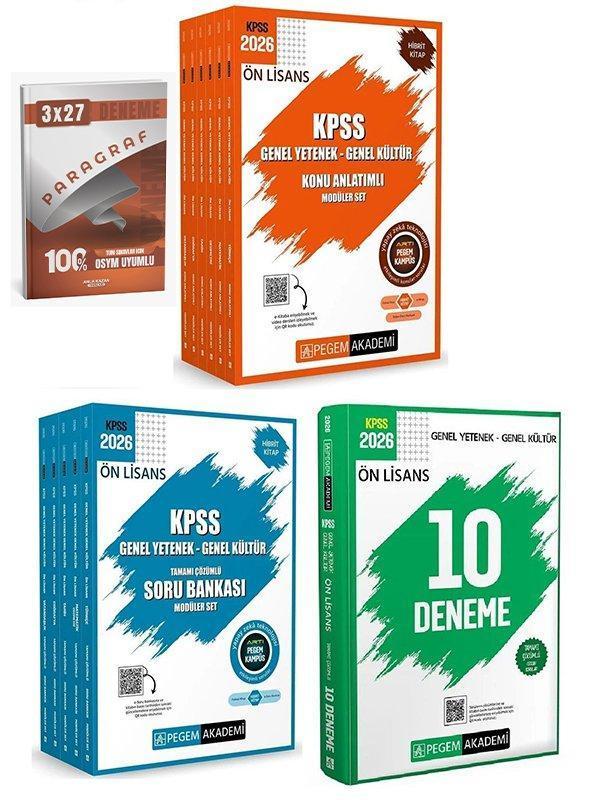 Pegem 2026 KPSS Ön Lisans Konu + Soru Bankası Modüler + 10 Deneme 3 lü Set AnlaKazan Paragraf - Pegem Akademi Yayıncılık - Image 1