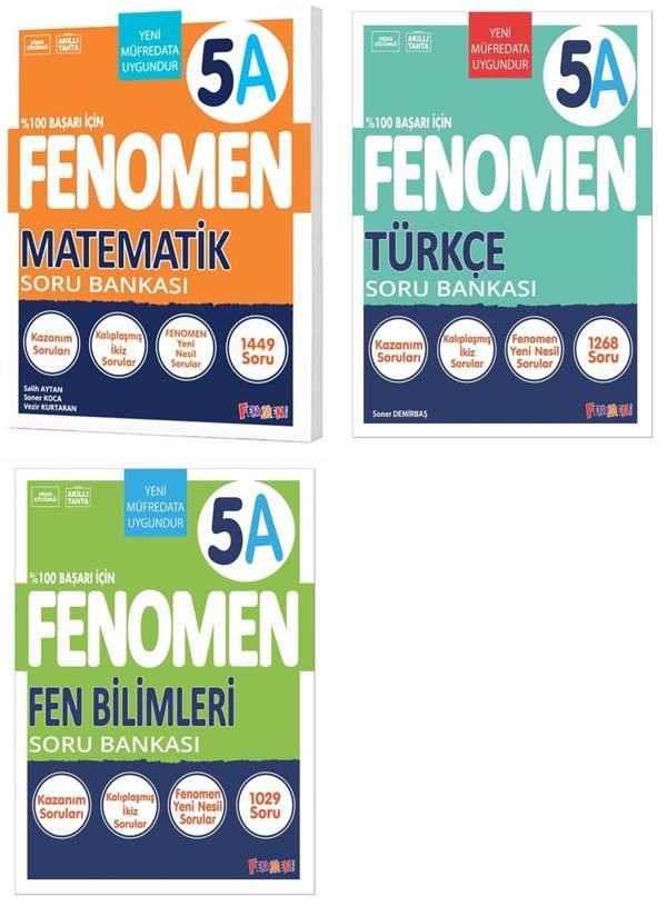 Fenomen Okul 2025 5. Sınıf Matematik + Türkçe + Fen A Serisi Soru Seti 3 Kitap Güncel Müfredat - Fenomen Yayıncılık - Image 1