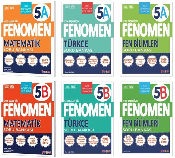 Fenomen Okul 2025 5. Sınıf Matematik + Türkçe + Fen A + B Serisi Soru Seti 6 Kitap Güncel Müfredat - Fenomen Yayıncılık - Image 1