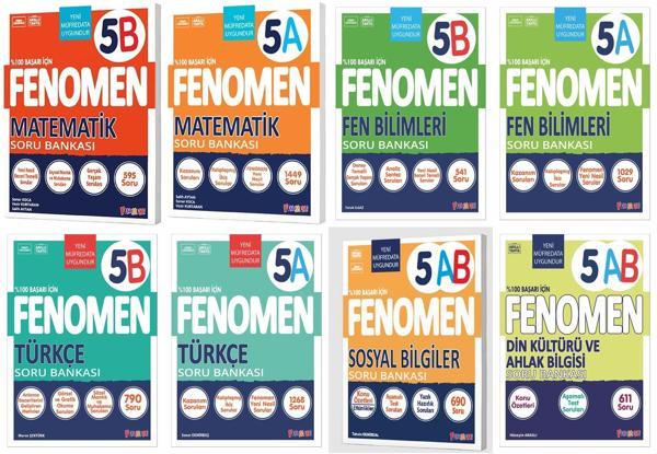 Fenomen Okul 2025 5. Sınıf Matematik + Türkçe + Fen + Sosyal + Din A + B Soru Seti 8 Kitap Güncel Müfredat - Fenomen Yayıncılık - Image 1