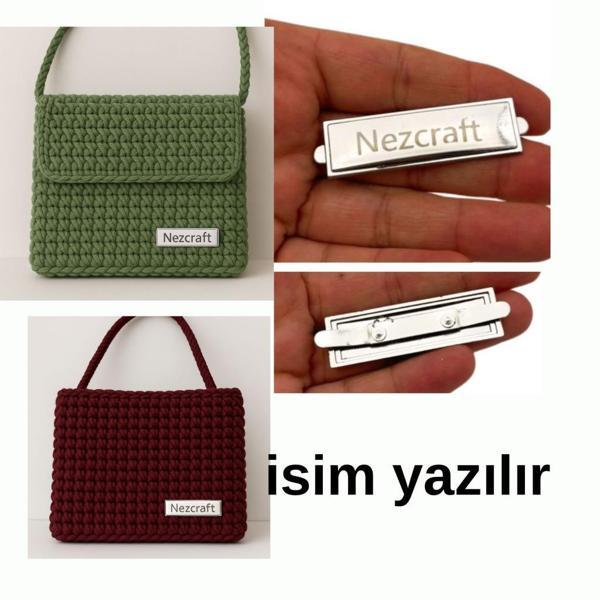 Angel Çanta Aksesuar 5x1.5 Cm Plaka 5 Adet (İstenilen İsim Yazılır) - Image 1