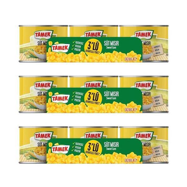 Tamek Mısır Konservesi 3x210 gr x 3 Adet - Image 1