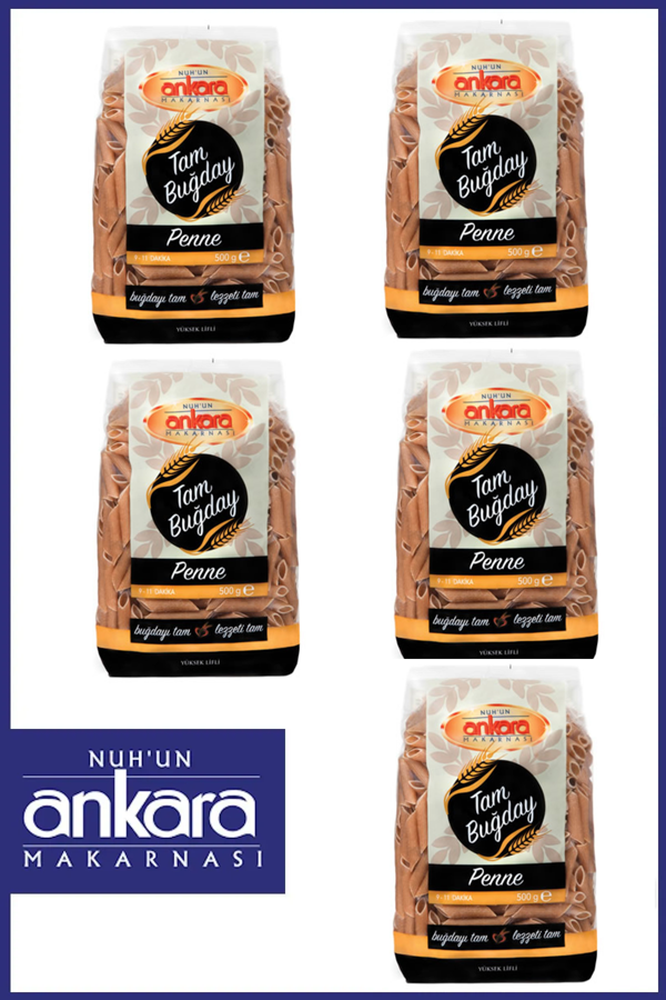 Nuh'un Ankara Tam Buğday Penne Makarna 500 gr  x 5 Adet - Image 1