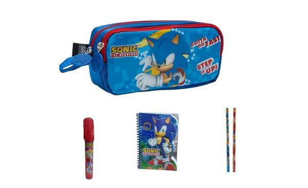 Sonic Kalem Kutu-2 Adet Kalem-1 Adet Roket Silgi ve Not Defteri - Image 1