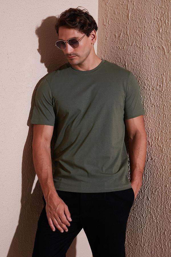Buratti Pamuklu Regular Fit Bisiklet Yaka Erkek T Shirt 59020204 HAKİ - Image 1