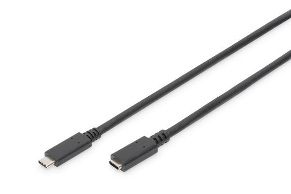 USB Tip C™ Uzatma Kablosu, Tip C Erkek &lt;-&gt; Tip C Dişi, 2 metre, 3A, 480MB, 2.0 Versiyon, CE, siyah renk - Image 1