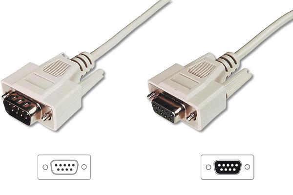 Digitus Veri İletim/Seri Uzatma Kablosu, D-Sub 9 Erkek / D-Sub 9 Dişi, 2 metre, Seri, AWG28, tek kat zırhlı, bej renk&lt;br&gt;
Digitus Data Transfer Extension Cable, D-Sub 9 M/F, 2.0m, Serial, Molded - Image 1