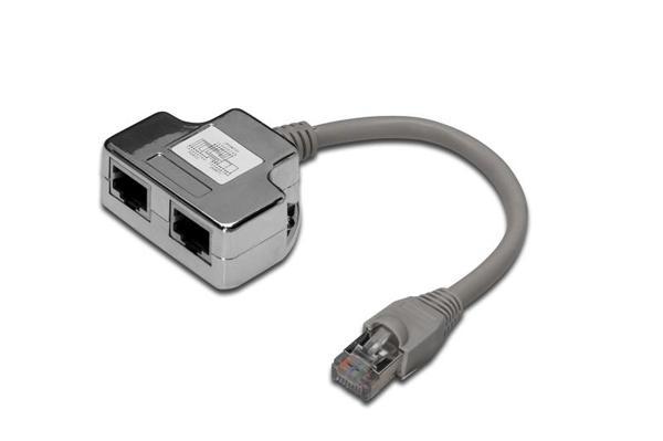 Digitus CAT. 5E Patch Kablo Adaptörü, Zırhlı/Shielded, 2 x RJ45 Dişi &lt;-&gt; 1 x RJ45 Erkek, Kablo mesafesi 0.19 metre - Image 1
