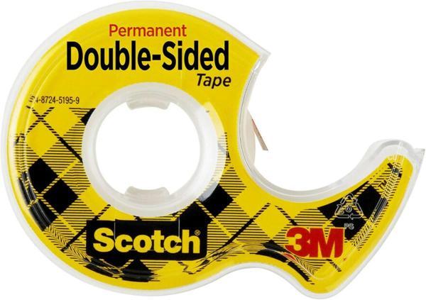 Scotch Dispenserli Çift Taraflı Astarsız Bant, Dar Genişlik, Tutma için Tasarlanmış, 1.28 x 250 İnç  - Image 1