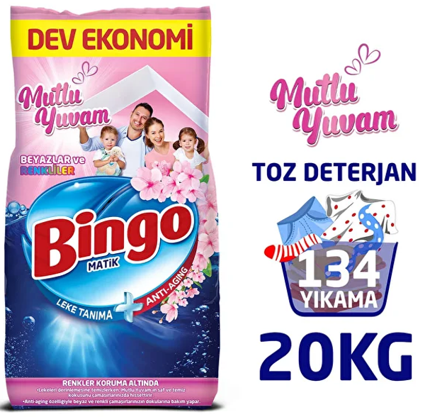 Bingo Matik Konsantre Toz Deterjan Mutlu Yuvam 10 kg x 2 Adet - Image 1