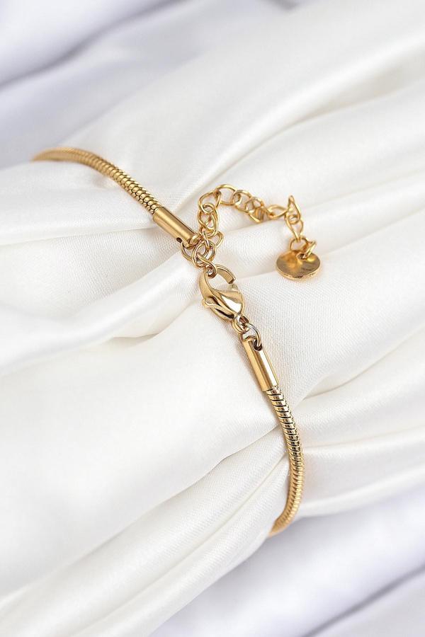 Zarif Kadın için Golden Çelik Göz Charm Bileklik - Image 1