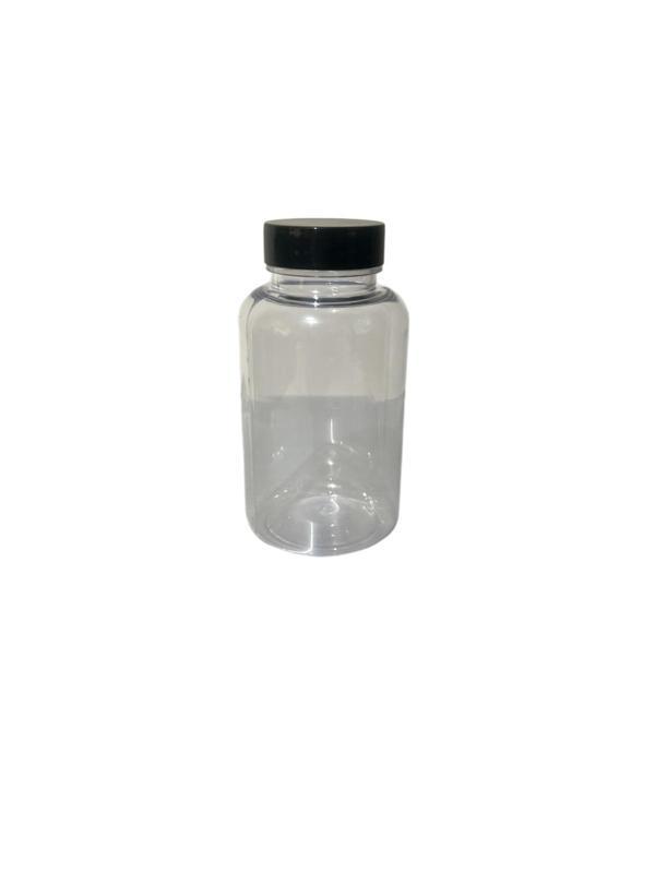 200ml şeffaf  tablet şişesi siyah kapak, 24 adet, tablet şişesi, ecza şişesi, kozmetik şişe - Image 1