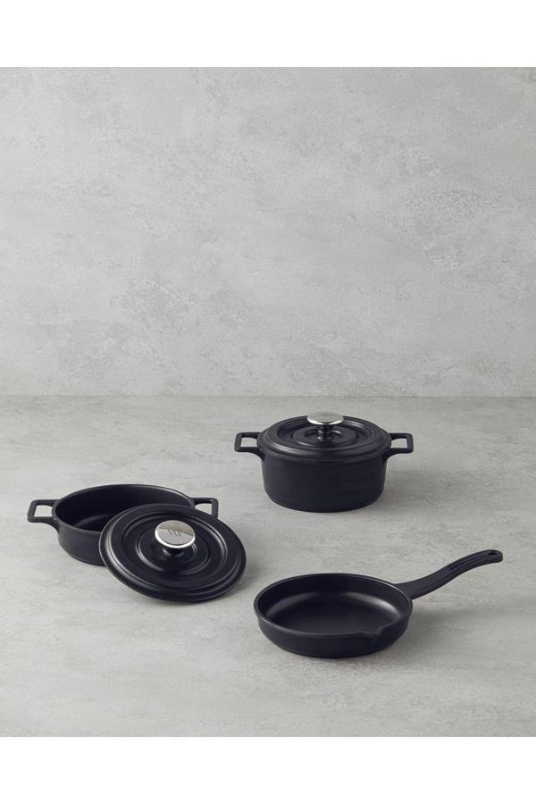 English Home Tiny Taste Alüminyum Döküm Mini Tencere Seti 14X14X14 Cm Siyah - Image 1