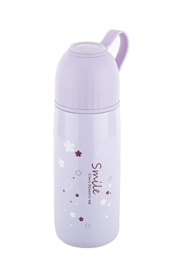 Tantitoni Okadı Lila Desenli Paslanmaz Çelik Termos 300Ml - Image 1