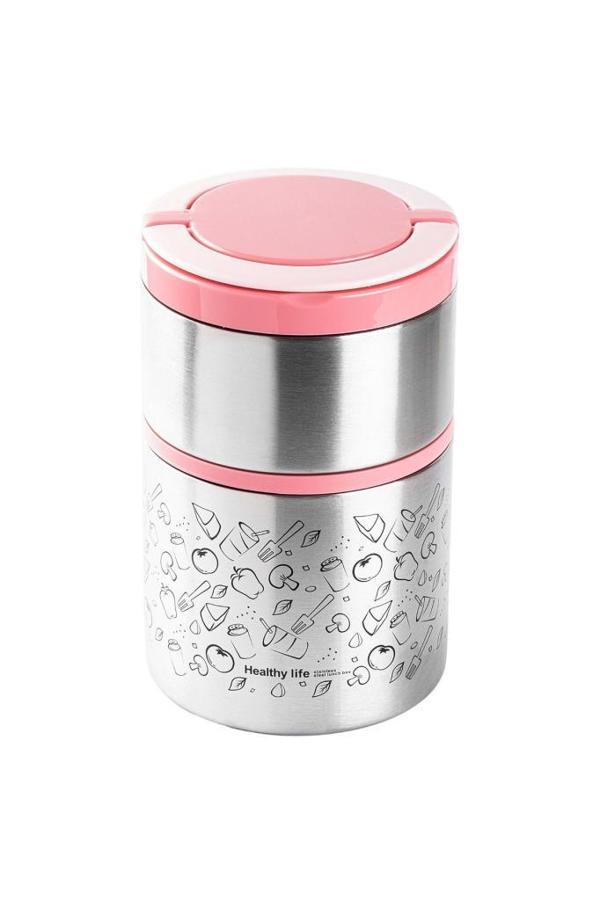 Tantitoni Pembe 2 Katlı Termos 930 ml (Elvin Home Concept) - Image 1