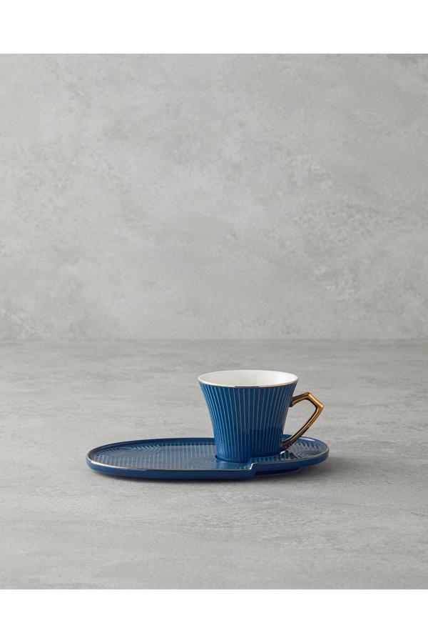 English Home Terra New Bone China Tepsili Kahve Fincan Takımı Lacivert - Image 1