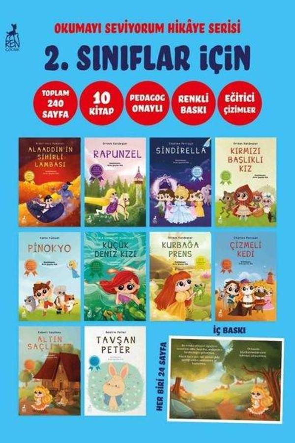 2. Sınıflar İçin Okumayı Seviyorum Hikaye Serisi Seti - 10 Kitap Takım - Ren Kitap Yayınevi - Image 1
