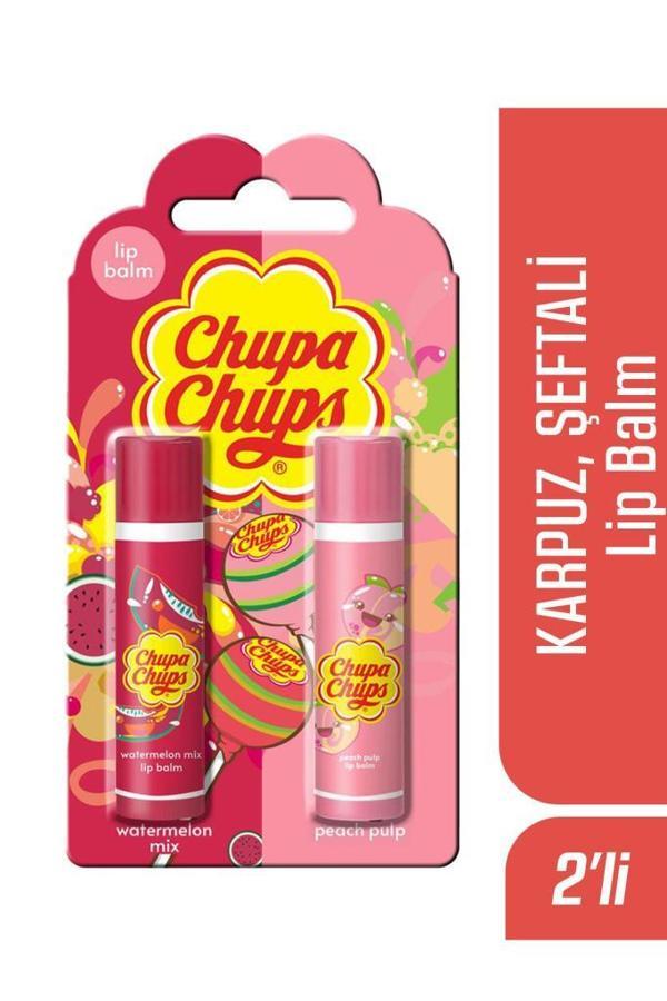 Chupa Chups Lip Balm Dudak Bakım Kremi 4gr Karpuz Ve Şeftali 2li - Image 1