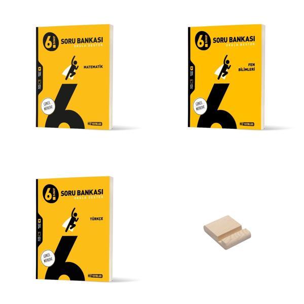 6. Sınıf Matematik Fen ve Türkçe Soru Bankası 3lü Set + Telefon Standı - Hız Yayınları - Image 1