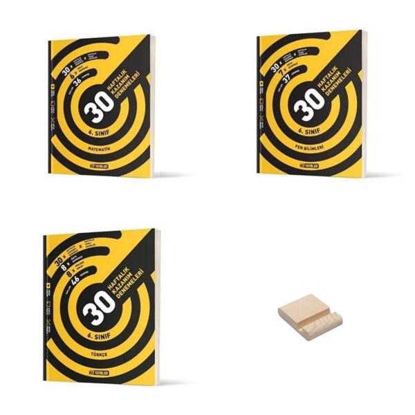 6. Sınıf Matematik Fen ve Türkçe Haftalık Kazanım Denemeleri 3lü Set + Telefon Standı - Hız Yayınları - Image 1