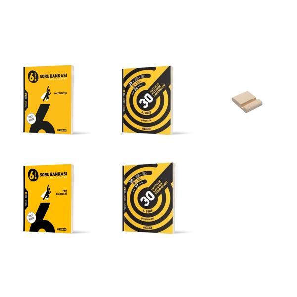 6. Sınıf Matematik ve Fen Soru Bankası ve Kazanım Denemeleri 4lü Set + Telefon Tutucu - Hız Yayınları - Image 1
