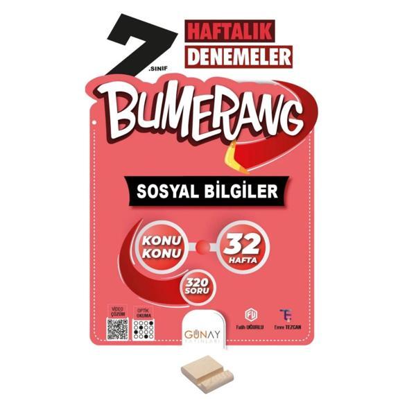 7 Sınıf Bumerang 32 Haftalık Sosyal Denemeleri + Telefon Standı - Günay Yayınları - Image 1