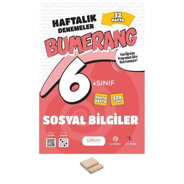 6. Sınıf Bumerang 32 Haftalık Sosyal Denemeleri+ Telefon Standı - Günay Yayınları - Image 1