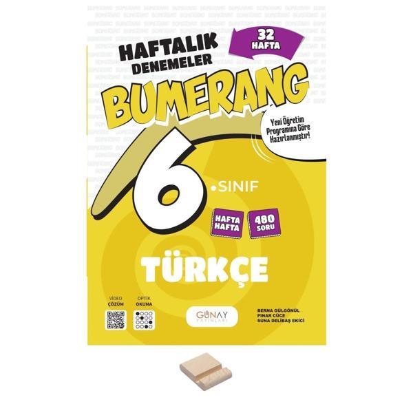 6. Sınıf Bumerang 32 Haftalık Türkçe Denemeleri+ Telefon Standı - Günay Yayınları - Image 1