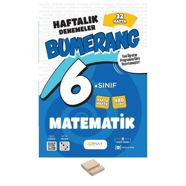 6. Sınıf Bumerang 32 Haftalık Matematik Denemeleri+ Telefon Standı - Günay Yayınları - Image 1