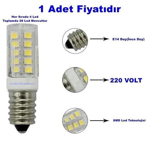 K2 E-14 2.5w Mısır Led Ampul GÜNIŞIĞI 3000k (İnce Duy Buz Dolabı Ampulu Gün Işığı Sarı Işık) - Image 1