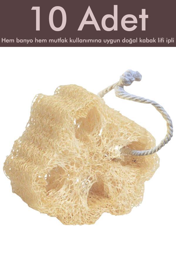10 Adet Kabak Lifi Doğal Bulaşık Süngeri Banyo Kesesi Loofah Sponge İpli Kabak Kesesi Kalın Büyük - Image 1