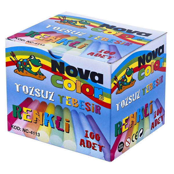 Nova Color Tozsuz Tebeşir 100 Lü Renkli Nc-4113 - Image 1
