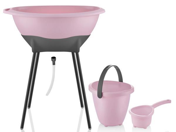 Babyjem Elegant Bebek Banyo Küvet Seti Pembe Renk- Küvet ,Maşrapa, Banyo Kovası - Image 1