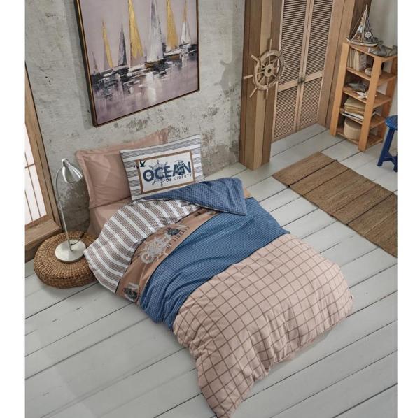 Cotton Box Genç Odası Fitted Çarşaflı Tek Kişilik Nevresim Takımı-Ocean Lacivert - Image 1